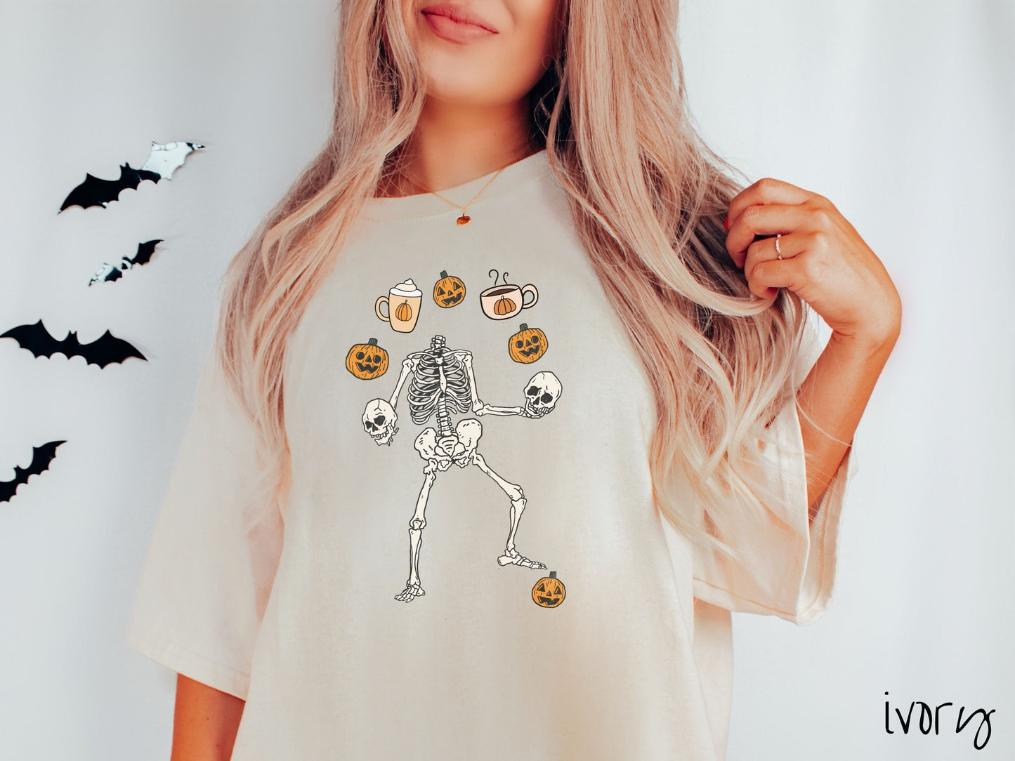 The Coffee Juggling Skeleton Comfort Colors Shirt, Gift This Pumpkin Spiced Latte Skeleton Tee-shirt to a Coffee Afficionado This Halloween!