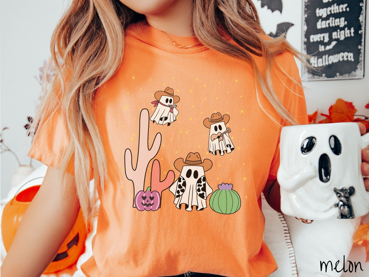 Comfort Colors Shirt, Halloween Western Ghosts Shirt, Cowboy Ghosts Shirt, Cowboy Halloween Shirt, Desert Halloween Shirt