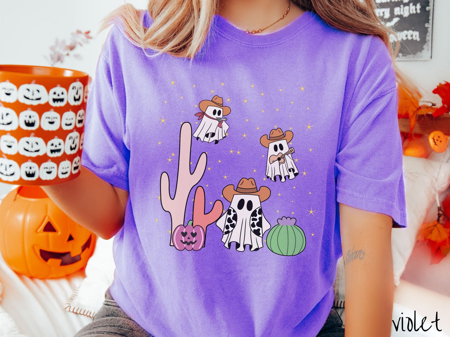 Comfort Colors Shirt, Halloween Western Ghosts Shirt, Cowboy Ghosts Shirt, Cowboy Halloween Shirt, Desert Halloween Shirt