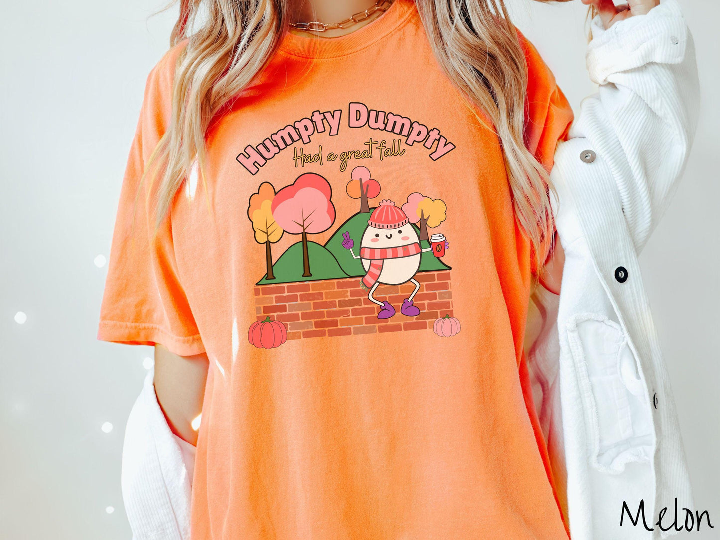Comfort Colors Humpty Dumpty Had a Great Fall Shirt, Humpty Dumpty Shirt, Pink Autumn Shirt, Fall Coffee Tee, Thanksgiving, Halloween