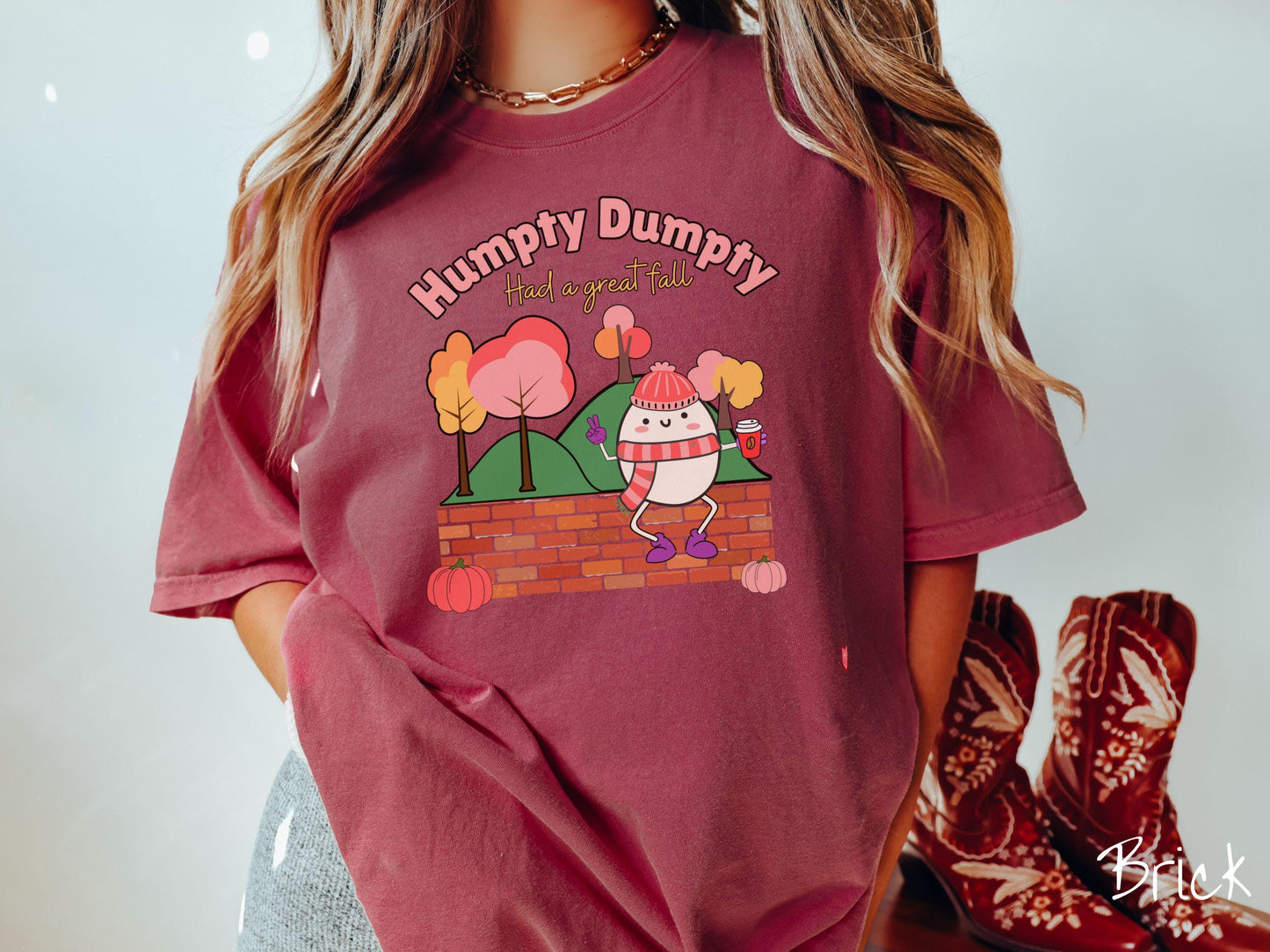 Comfort Colors Humpty Dumpty Had a Great Fall Shirt, Humpty Dumpty Shirt, Pink Autumn Shirt, Fall Coffee Tee, Thanksgiving, Halloween