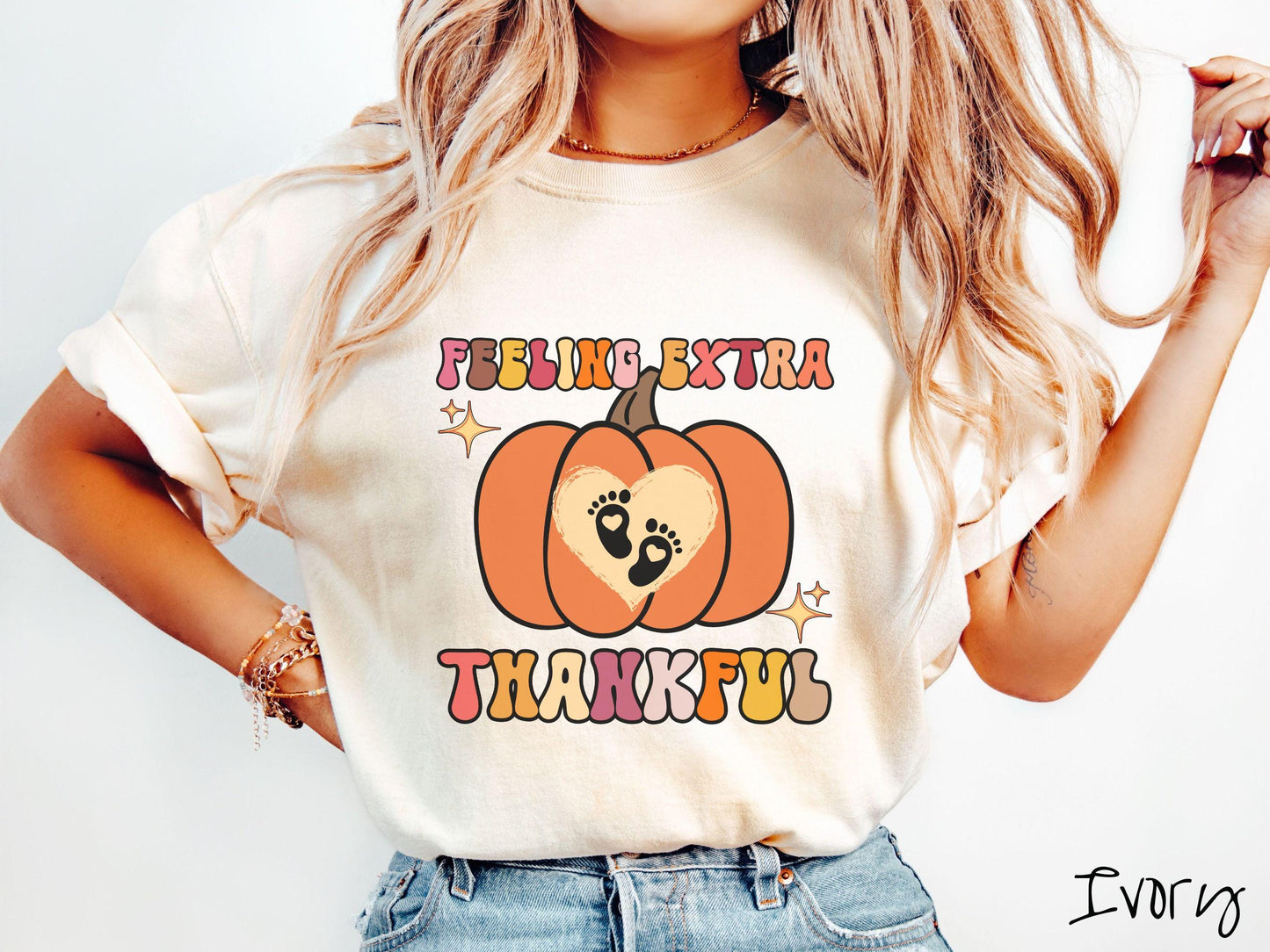 Comfort Colors Shirt, Thanksgiving Pregnancy Announcement Shirt, Feeling Extra Thankful Shirt, Thanksgiving Baby Announcement Shirt