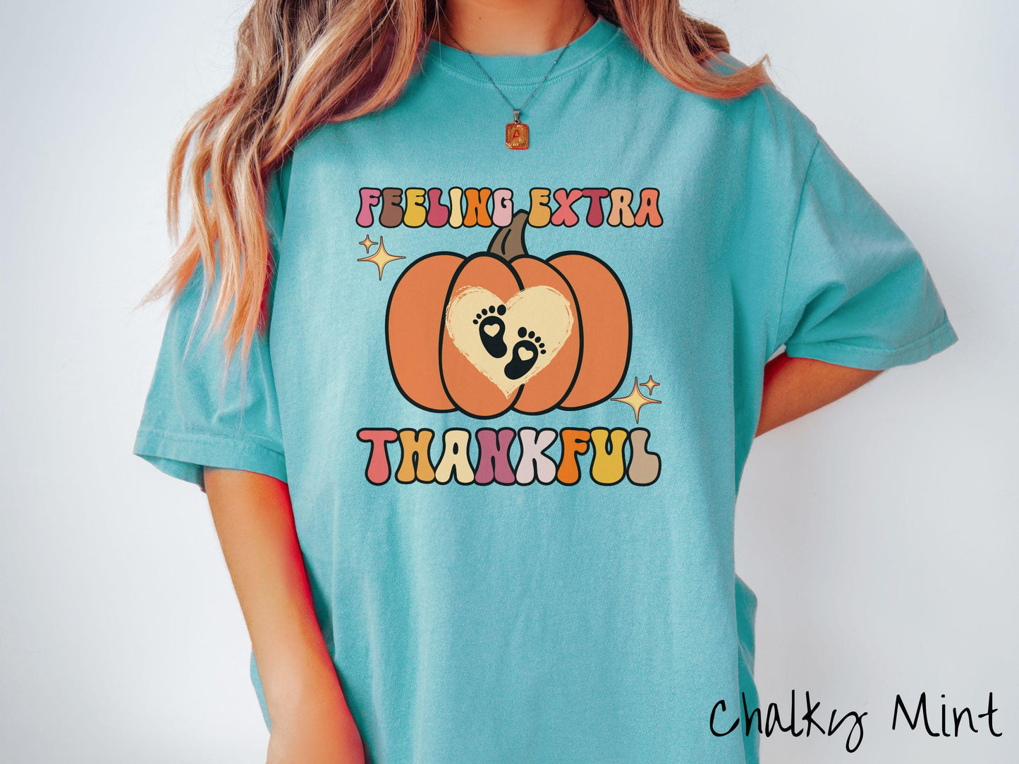 Comfort Colors Shirt, Thanksgiving Pregnancy Announcement Shirt, Feeling Extra Thankful Shirt, Thanksgiving Baby Announcement Shirt