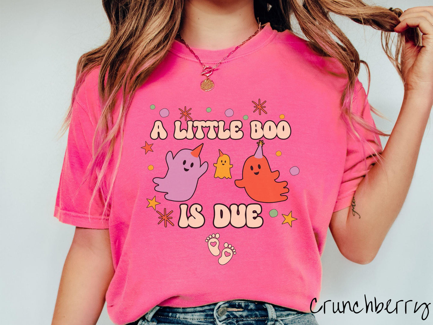 Comfort Colors Shirt, Halloween Pregnancy Announcement Shirt, Expecting Shirt, Pregnant Ghost Shirt, Little Boo is Due, Halloween Pregnancy