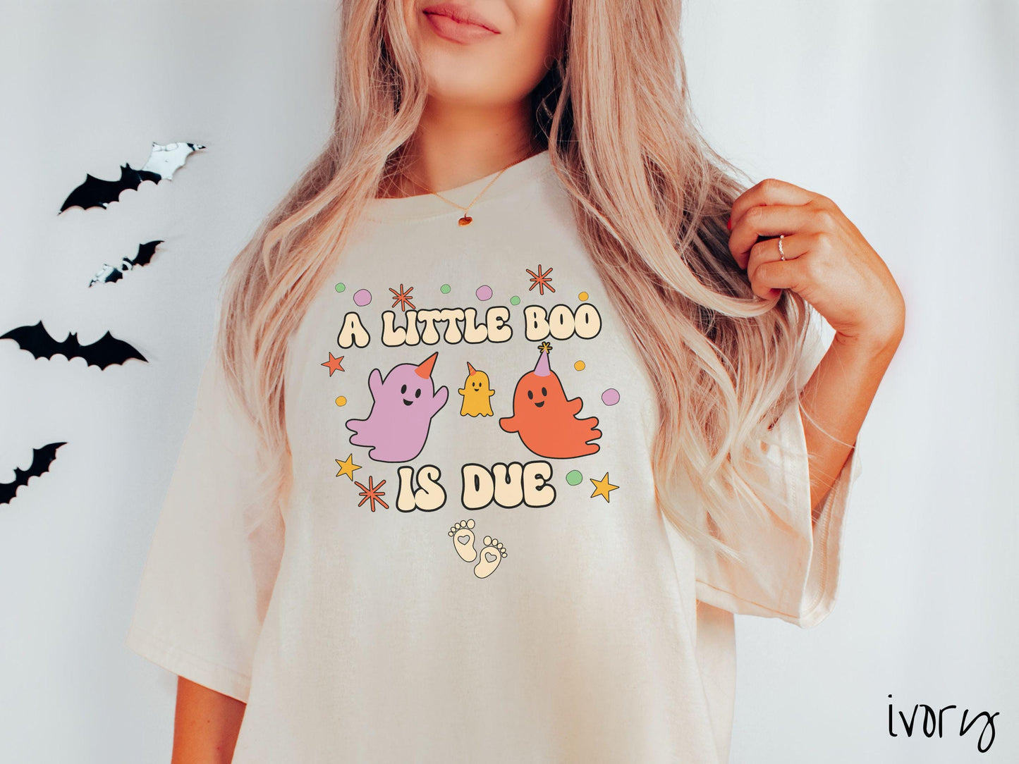 Comfort Colors Shirt, Halloween Pregnancy Announcement Shirt, Expecting Shirt, Pregnant Ghost Shirt, Little Boo is Due, Halloween Pregnancy