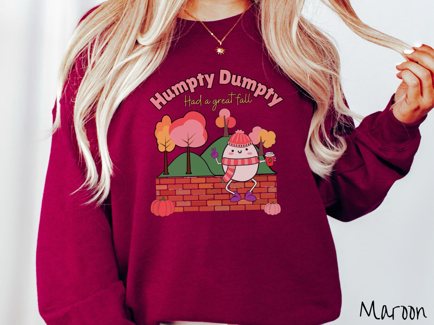Humpty Dumpty Had a Great Fall Sweatshirt, Humpty Dumpty Shirt, Pink Autumn Shirt, Fall Coffee Tee, Season Sweater, Thanksgiving, Halloween