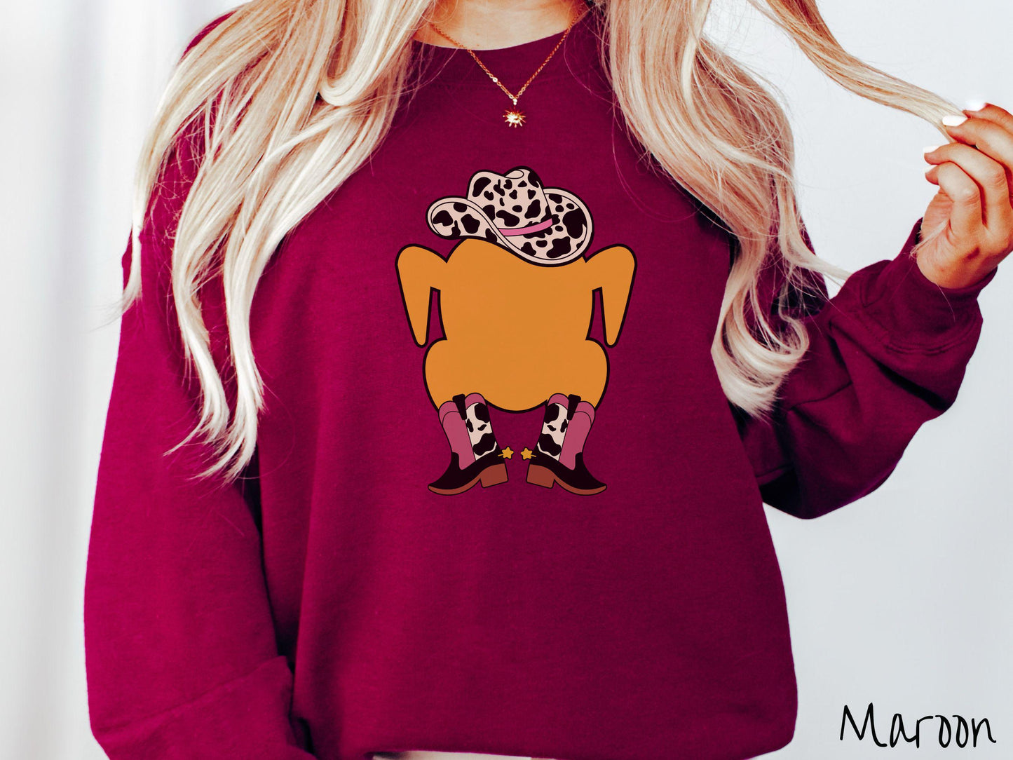 Western Cooked Turkey Thanksgiving Sweatshirt, Thanksgiving Gift, Sweater for Thanksgiving, Cowboy Thanksgiving, Rodeo Turkey Tee