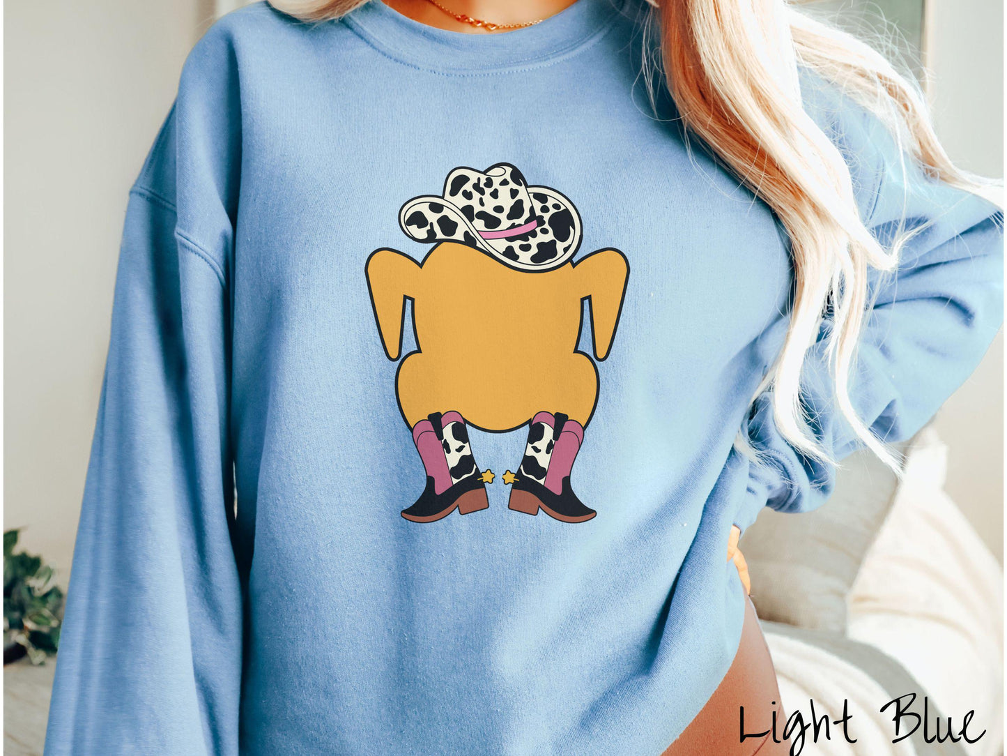Western Cooked Turkey Thanksgiving Sweatshirt, Thanksgiving Gift, Sweater for Thanksgiving, Cowboy Thanksgiving, Rodeo Turkey Tee