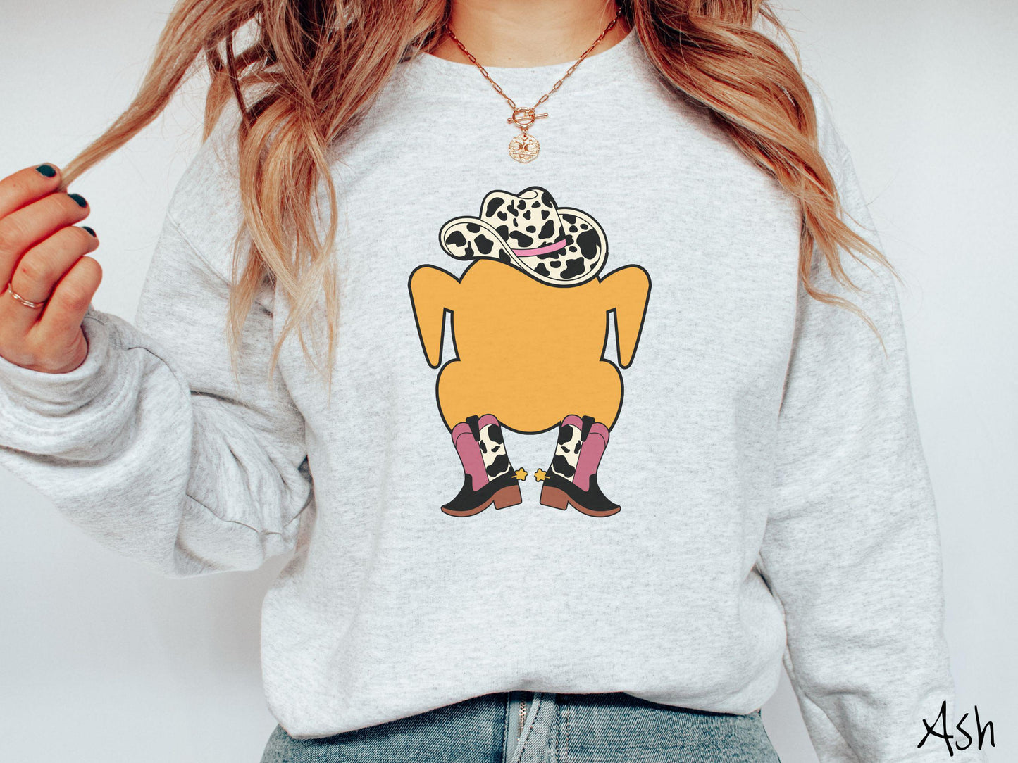 Western Cooked Turkey Thanksgiving Sweatshirt, Thanksgiving Gift, Sweater for Thanksgiving, Cowboy Thanksgiving, Rodeo Turkey Tee