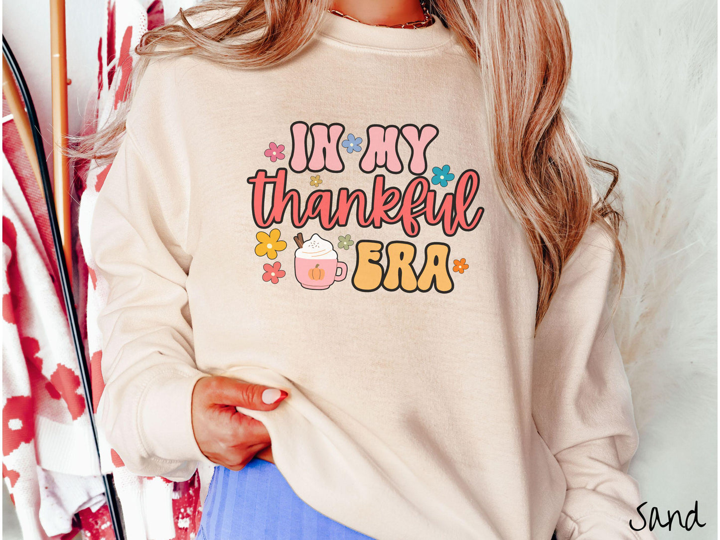 In My Thankful Era Sweatshirt, Thanksgiving Gifts, Cozy Autumn Sweatshirt, Retro Fall Shirt, Floral Sweater, Turkey Day Tee, My Era