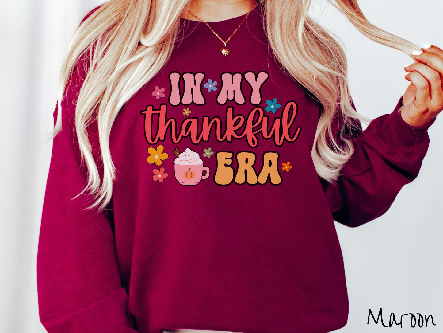 In My Thankful Era Sweatshirt, Thanksgiving Gifts, Cozy Autumn Sweatshirt, Retro Fall Shirt, Floral Sweater, Turkey Day Tee, My Era