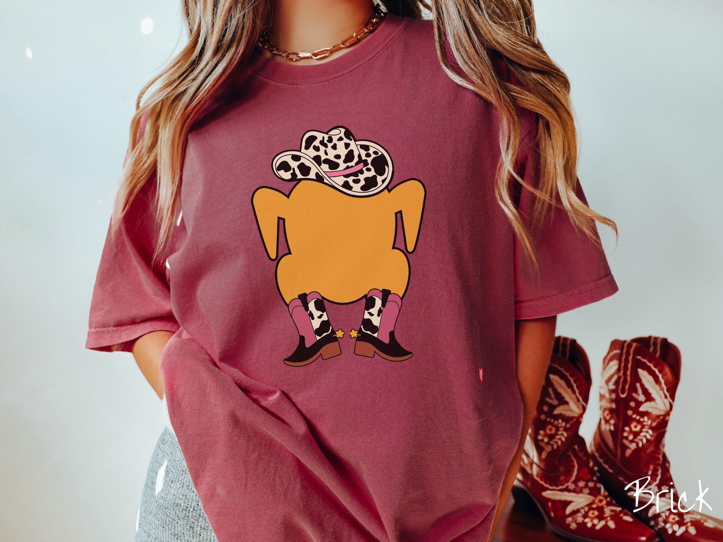 Comfort Colors Shirt, Thanksgiving Shirt, Western Thanksgiving Shirt, Turkey Cowboy, Cowboy Turkey Shirt, Cowboy Boots Thanksgiving Shirt