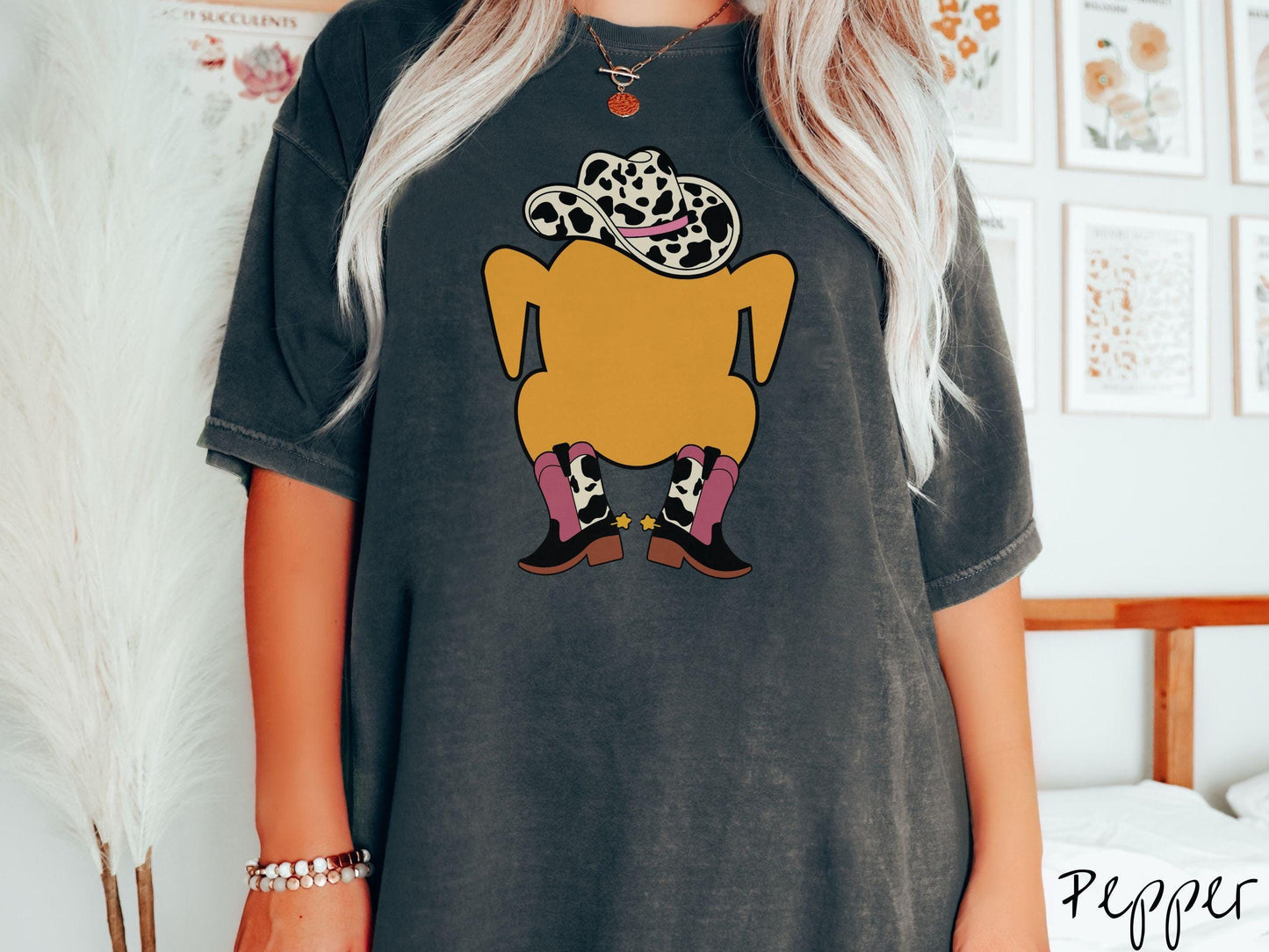 Comfort Colors Shirt, Thanksgiving Shirt, Western Thanksgiving Shirt, Turkey Cowboy, Cowboy Turkey Shirt, Cowboy Boots Thanksgiving Shirt