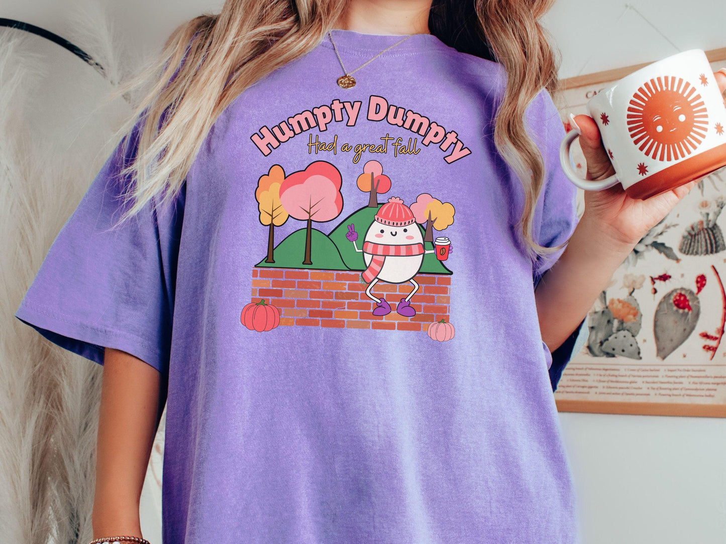 Comfort Colors Humpty Dumpty Had a Great Fall Shirt, Humpty Dumpty Shirt, Pink Autumn Shirt, Fall Coffee Tee, Thanksgiving, Halloween