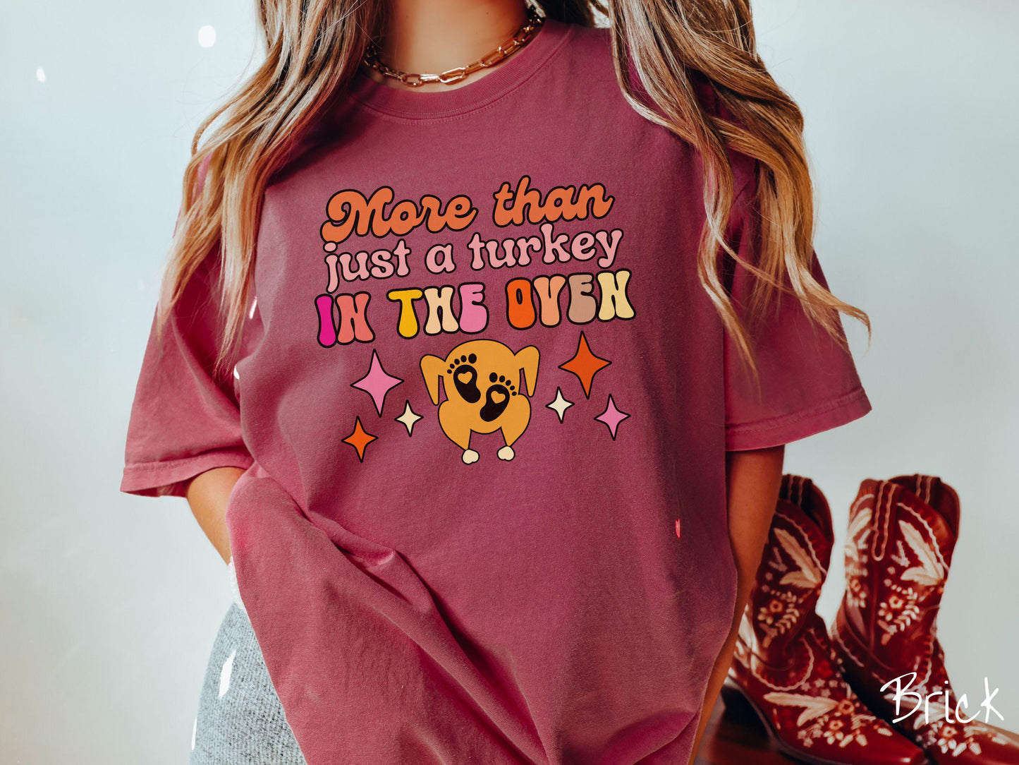 Comfort Colors Shirt, Bun in Oven Shirt, More Than Turkey in Oven Shirt, Thanksgiving Pregnancy Announcement, Expecting Announcement Shirt