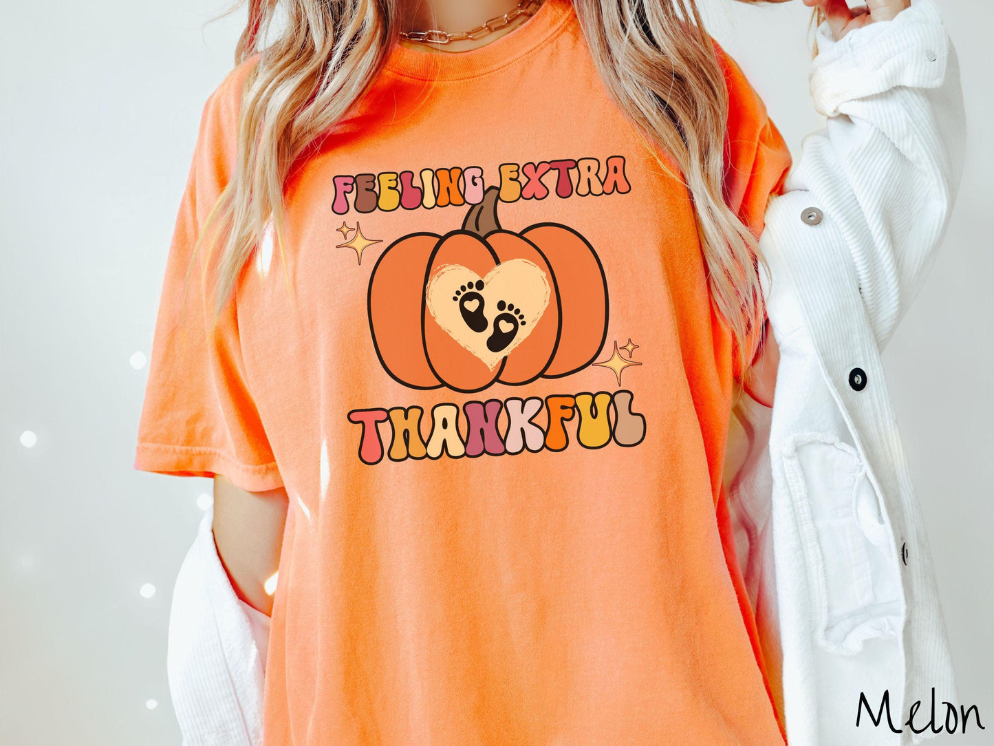 Comfort Colors Shirt, Thanksgiving Pregnancy Announcement Shirt, Feeling Extra Thankful Shirt, Thanksgiving Baby Announcement Shirt