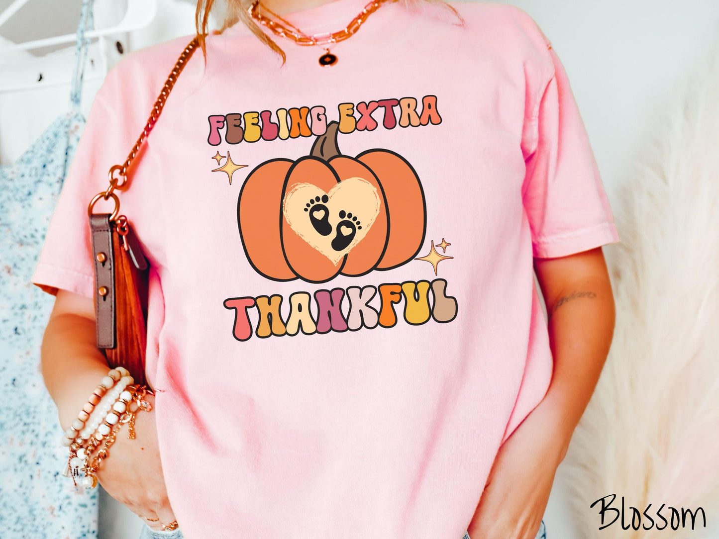 Comfort Colors Shirt, Thanksgiving Pregnancy Announcement Shirt, Feeling Extra Thankful Shirt, Thanksgiving Baby Announcement Shirt