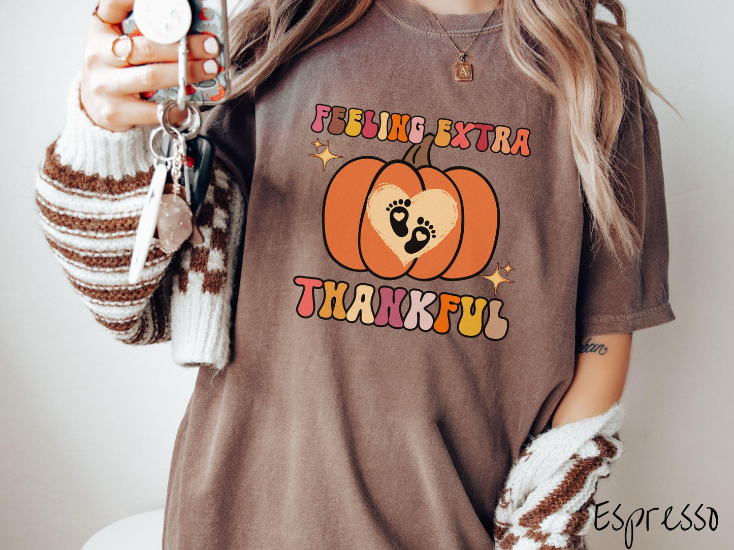 Comfort Colors Shirt, Thanksgiving Pregnancy Announcement Shirt, Feeling Extra Thankful Shirt, Thanksgiving Baby Announcement Shirt