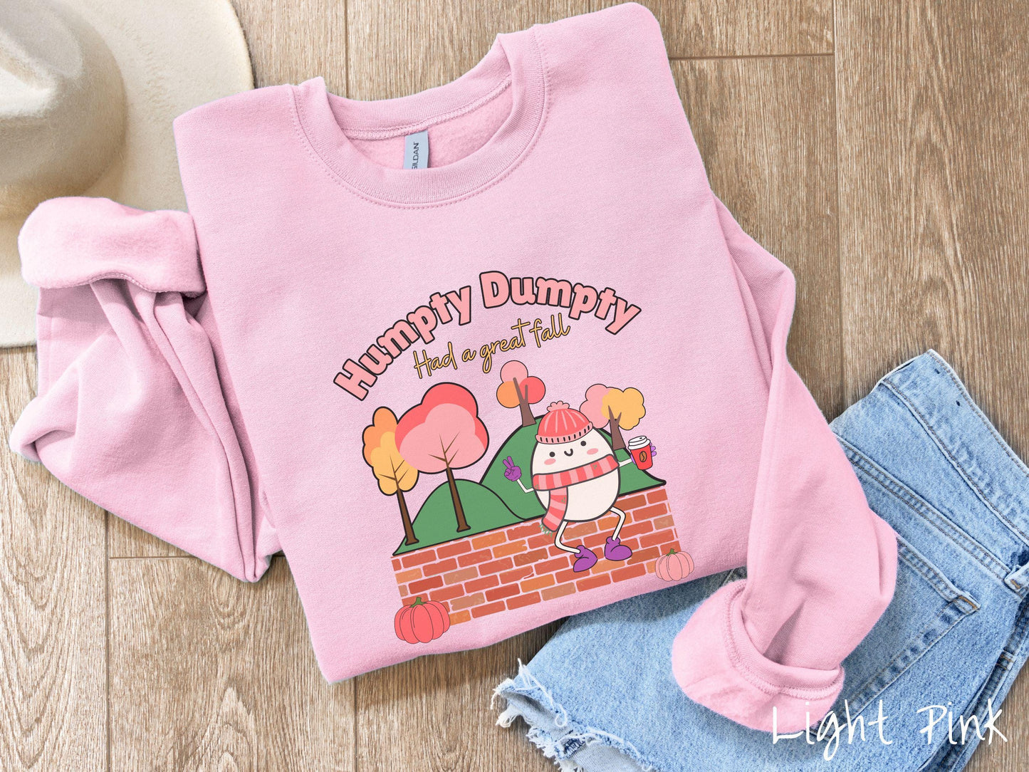 Humpty Dumpty Had a Great Fall Sweatshirt, Humpty Dumpty Shirt, Pink Autumn Shirt, Fall Coffee Tee, Season Sweater, Thanksgiving, Halloween
