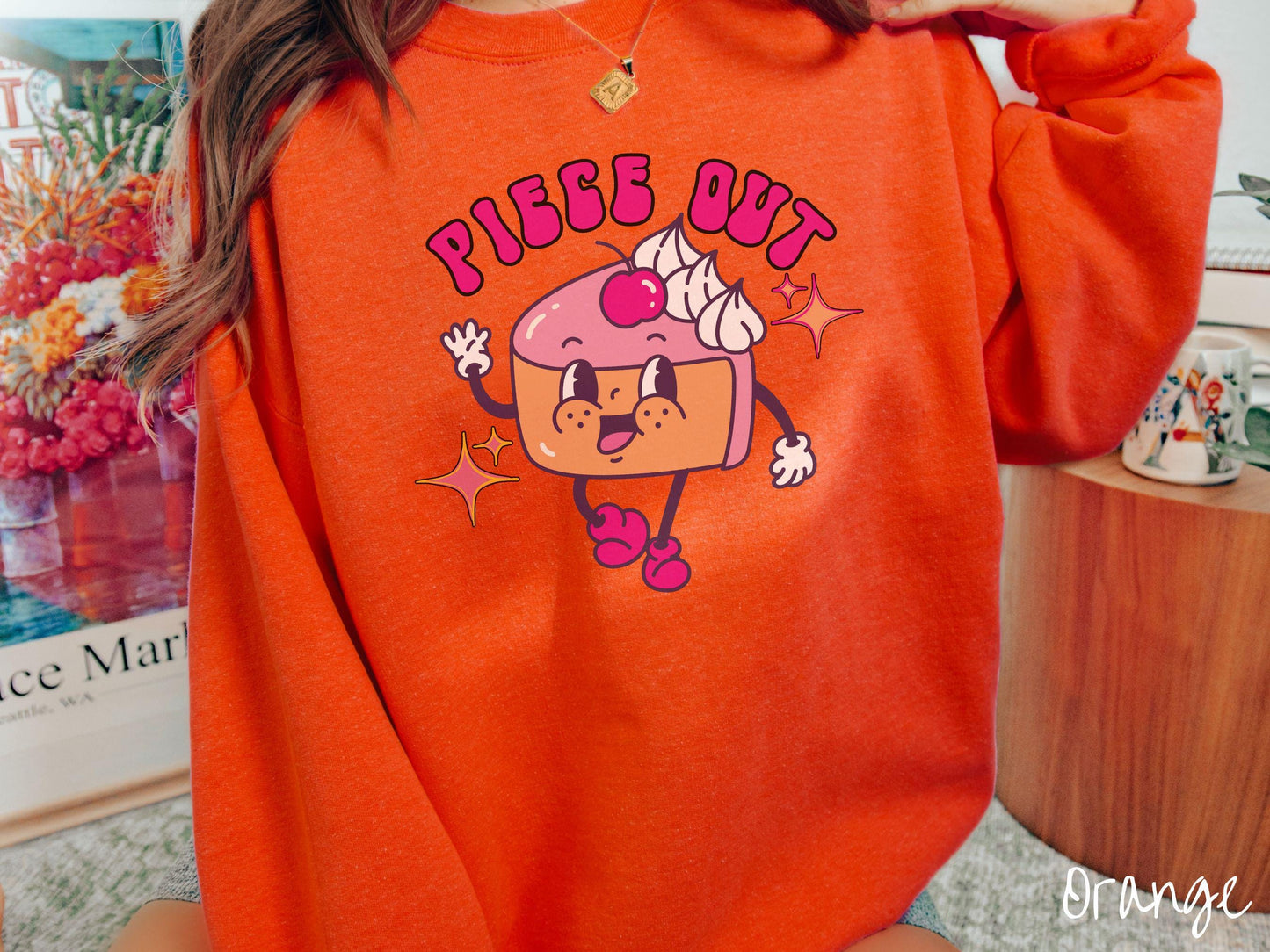Piece Out Sweatshirt, Pie Piece Shirt, Thanksgiving Pie Sweater, Cartoon Retro Pie T-Shirt, Groovy Thanksgiving Shirt, Dessert Shirt