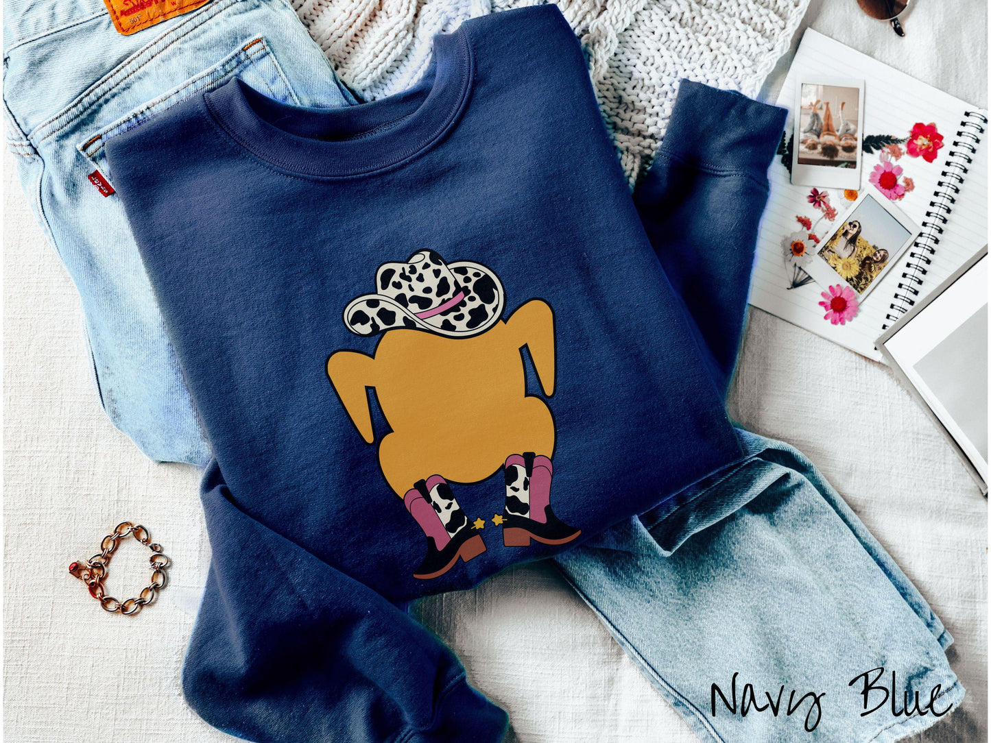 Western Cooked Turkey Thanksgiving Sweatshirt, Thanksgiving Gift, Sweater for Thanksgiving, Cowboy Thanksgiving, Rodeo Turkey Tee