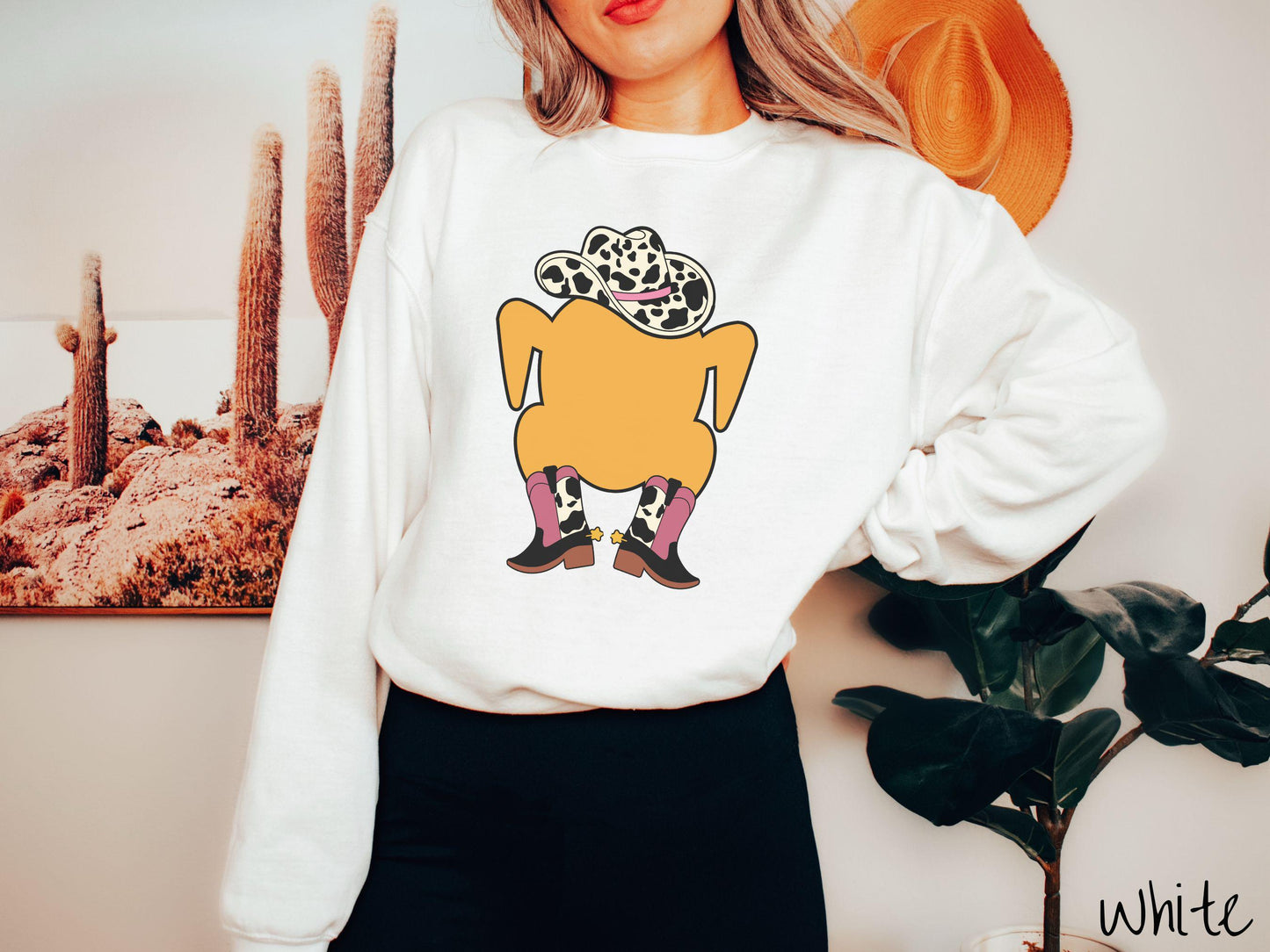 Western Cooked Turkey Thanksgiving Sweatshirt, Thanksgiving Gift, Sweater for Thanksgiving, Cowboy Thanksgiving, Rodeo Turkey Tee