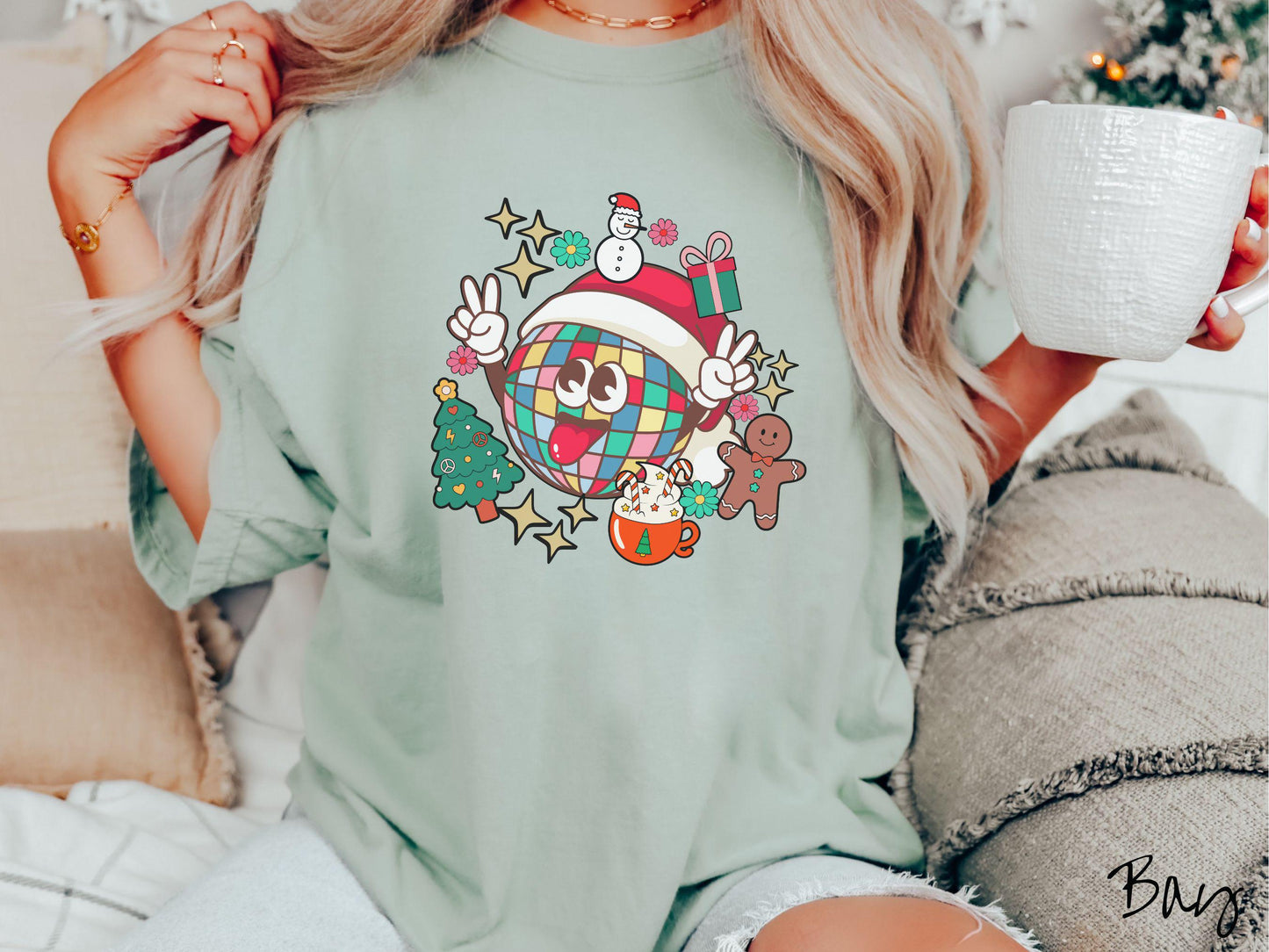 Retro Christmas Scramble Comfort Colors Shirt, Fun Holiday Shirt, Festive Coffee, Gingerbread Shirt, Disco Christmas Tee, Colorful Tee