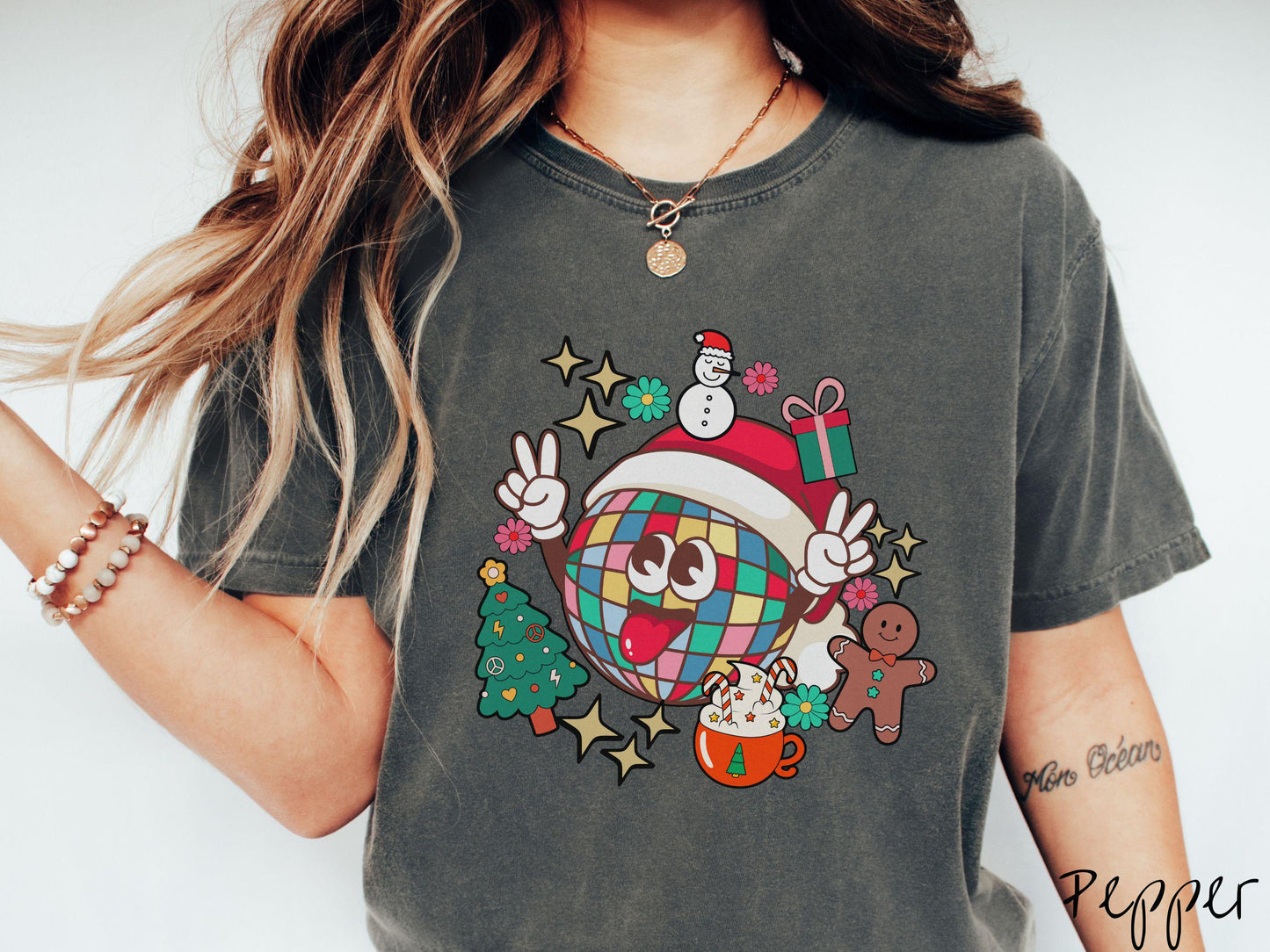 Retro Christmas Scramble Comfort Colors Shirt, Fun Holiday Shirt, Festive Coffee, Gingerbread Shirt, Disco Christmas Tee, Colorful Tee