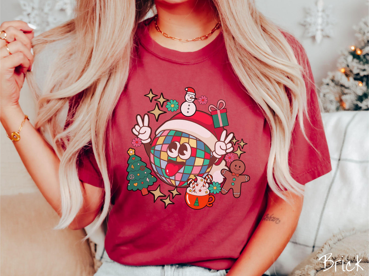 Retro Christmas Scramble Comfort Colors Shirt, Fun Holiday Shirt, Festive Coffee, Gingerbread Shirt, Disco Christmas Tee, Colorful Tee