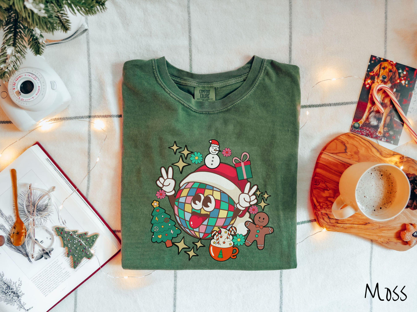 Retro Christmas Scramble Comfort Colors Shirt, Fun Holiday Shirt, Festive Coffee, Gingerbread Shirt, Disco Christmas Tee, Colorful Tee