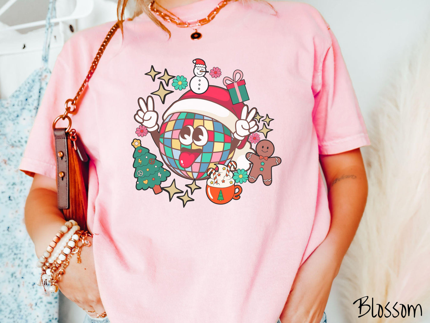 Retro Christmas Scramble Comfort Colors Shirt, Fun Holiday Shirt, Festive Coffee, Gingerbread Shirt, Disco Christmas Tee, Colorful Tee
