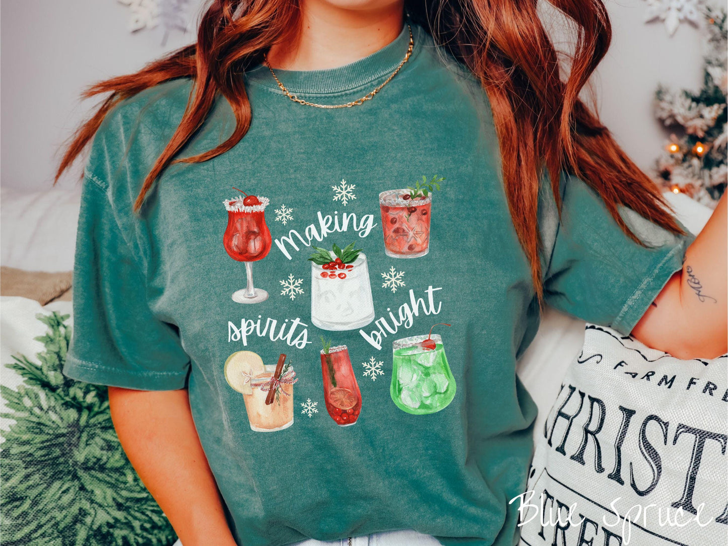 The Making Spirits Bright Comfort Colors Shirt, Gift This Christmas Spirits Tee-shirt to Your Friends and Family This Holiday Season!