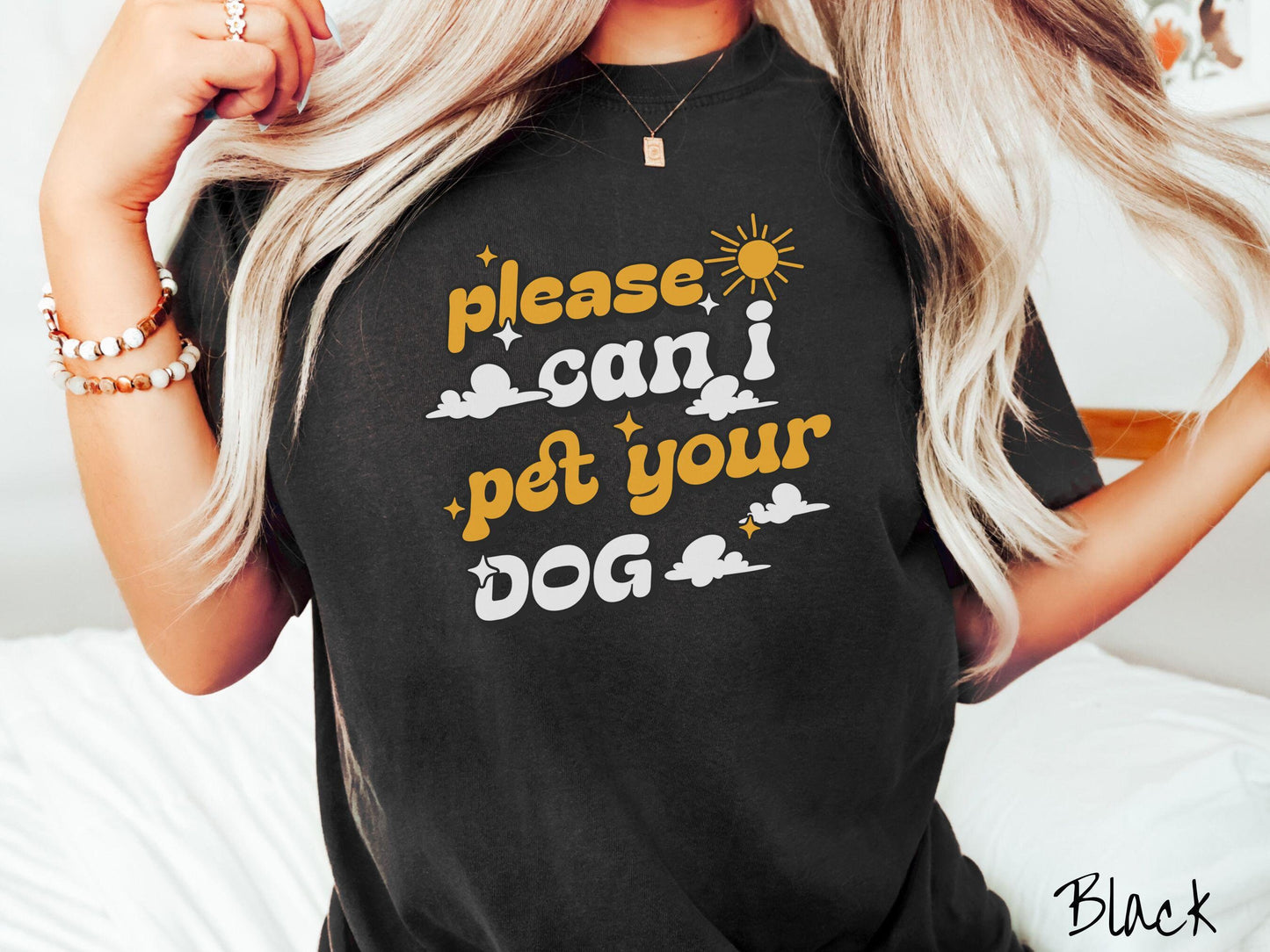 A vintage Comfort Colors t-shirt perfect for dog lovers who just can’t resist asking, “Please, can I pet your dog?” Featuring this fun phrase in orange and white font, this sweatshirt is a must-have for anyone who loves petting every pup they see.