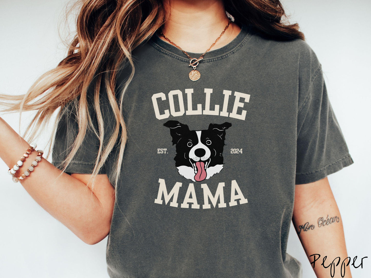 The Comfort Colors Collie Mama Tee-shirt, Gift This Collie Lover Tee-shirt to the Dog Loving Friend in Your Life!