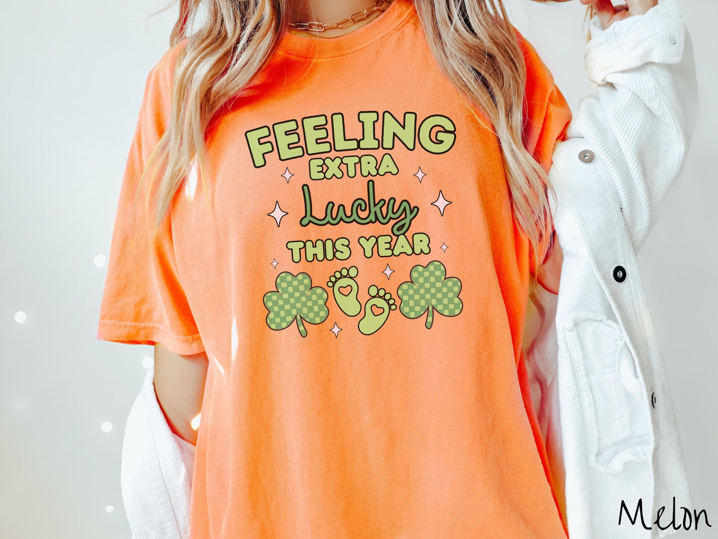 Feeling Extra Lucky St Patrick's Day Pregnancy Announcement, St Patty's Day Expecting Tee, Comfort Colors Tshirt, Baby Shirt. New Mom Tee