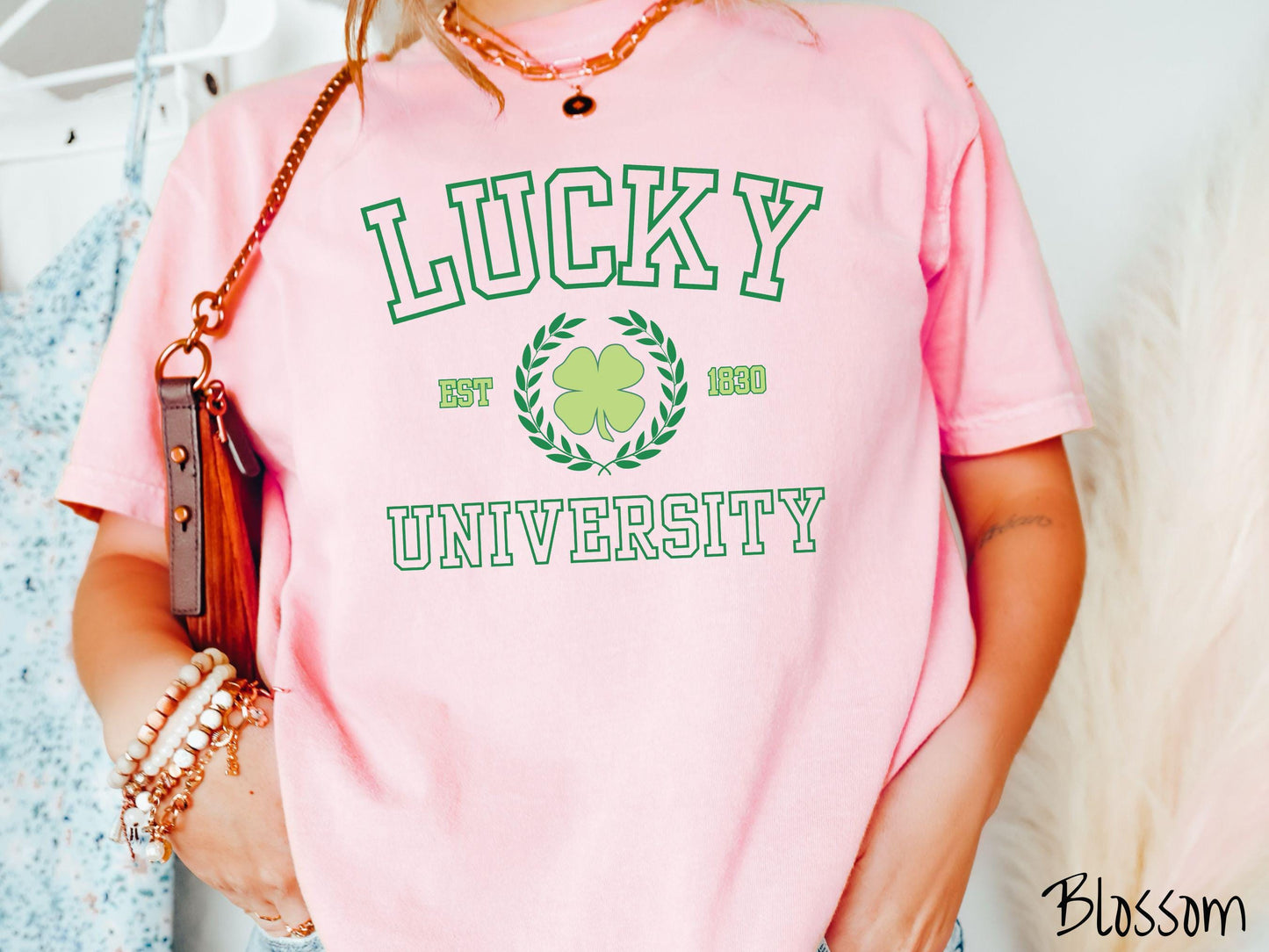 The Lucky University Varsity Comfort Colors Shirt, St Patrick's Day College Tee, Vintage Varsity St Patty's Day Tshirt, Varsity Letter Lucky