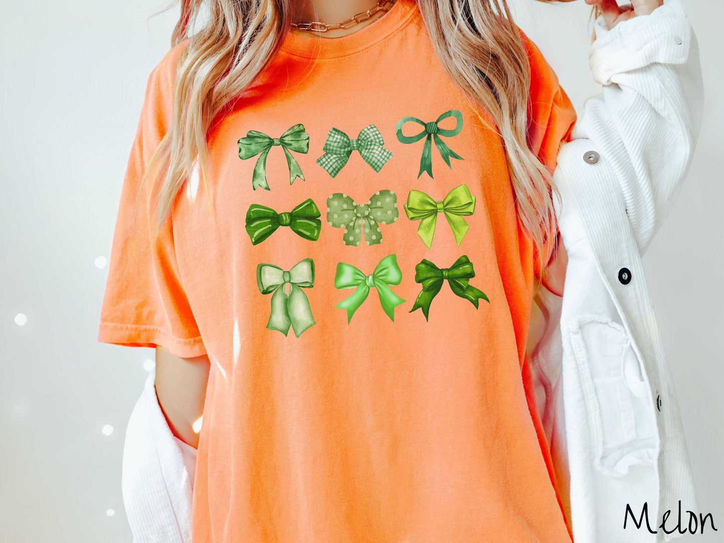 St Patrick's Day Bows Comfort Colors Shirt, Coquette Bow Tee, Spring St Patty's Tshirt, Preppy St Patrick's Day Shirt, Sweet Green Tee