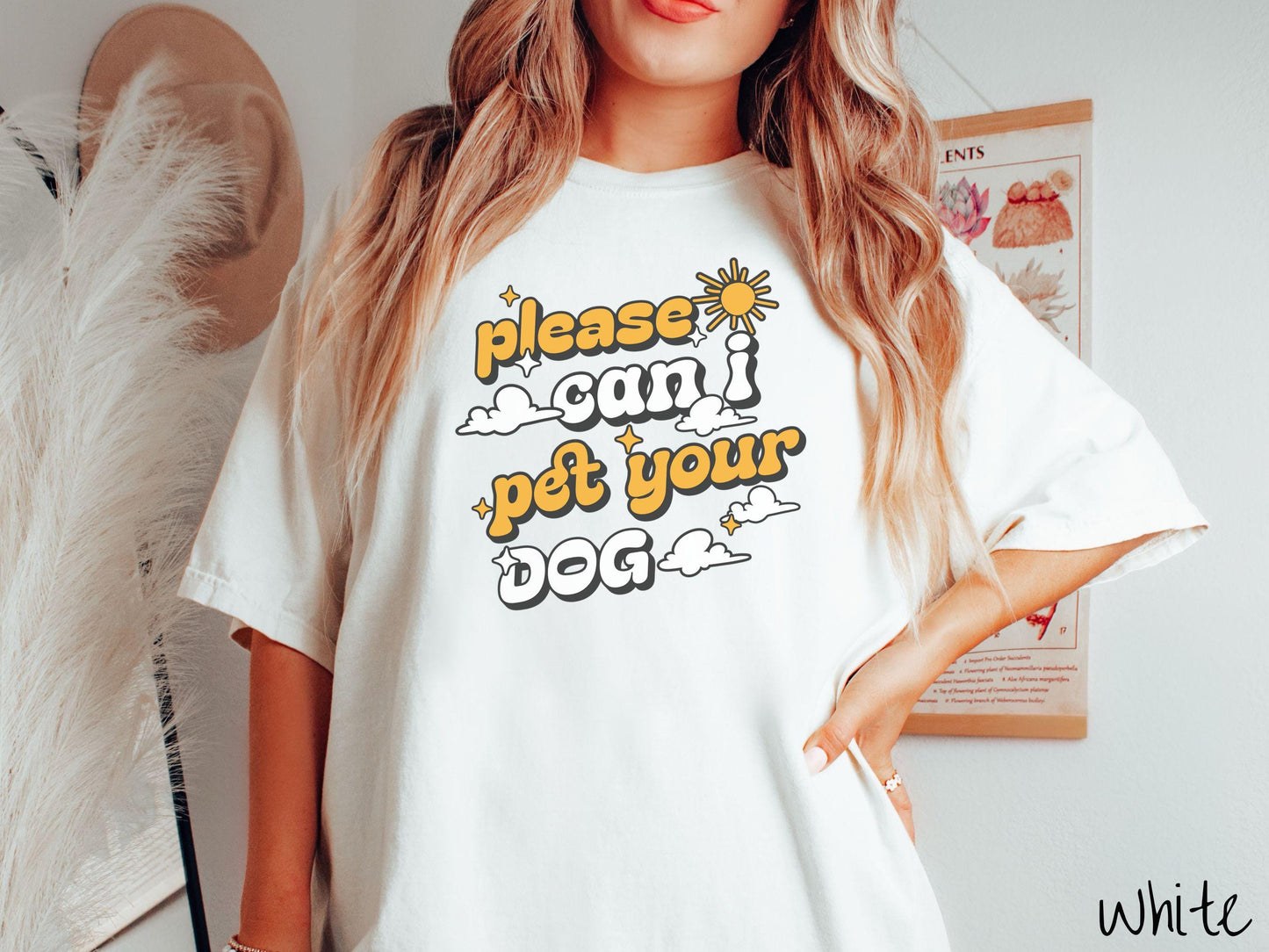 A vintage Comfort Colors t-shirt perfect for dog lovers who just can’t resist asking, “Please, can I pet your dog?” Featuring this fun phrase in orange and white font, this sweatshirt is a must-have for anyone who loves petting every pup they see.