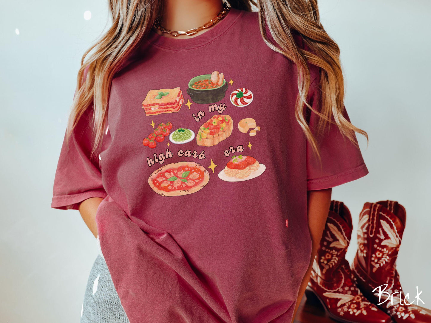 In My High Carb Era Pasta Grid Comfort Colors Shirt, Pun Food Tee, Italian Food, Gift T-Shirt, Funny Pasta Tee, Homesteading