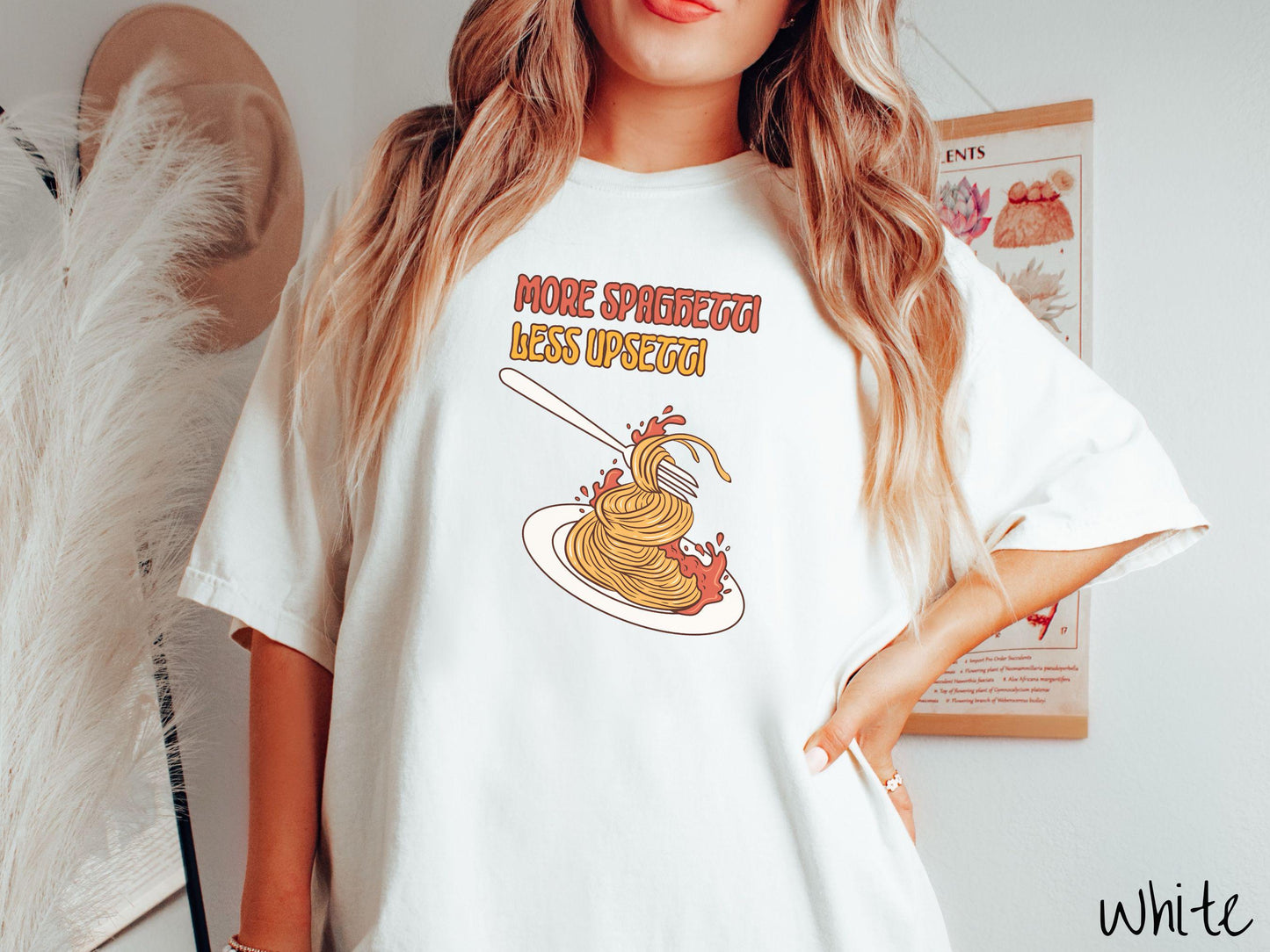 Retro More Spaghetti Less Upsetti Comfort Colors Shirt, Pun Food Tee, Italian Food Gift T-Shirt, Funny Pasta Tee, Punny Tee