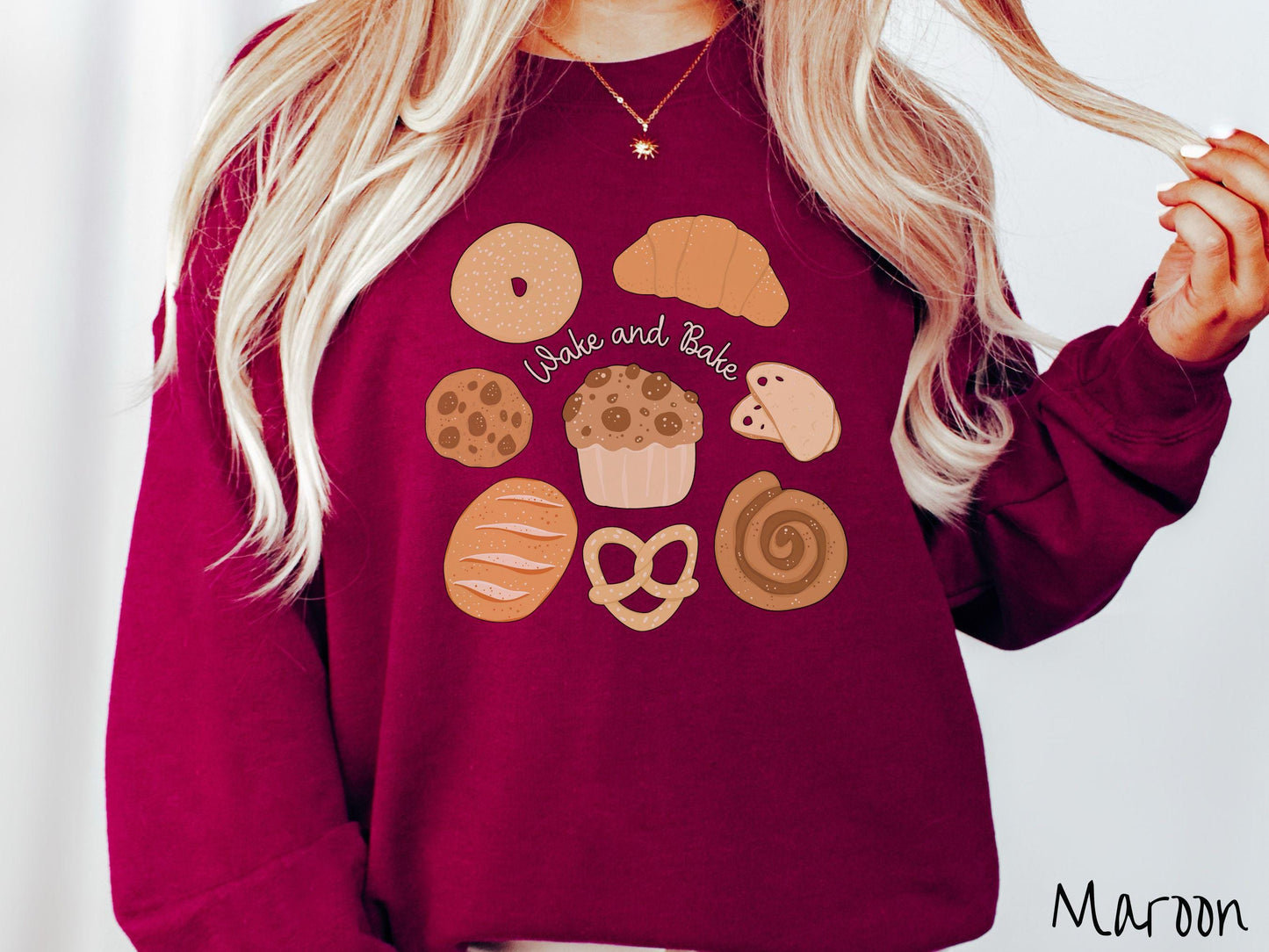 The Wake and Bake Sourdough Grid Sweatshirt, Baked Goods Sweater, Fun Foodie Gift, Baker Pun Shirt, Sourdough Starter, Bread Maker