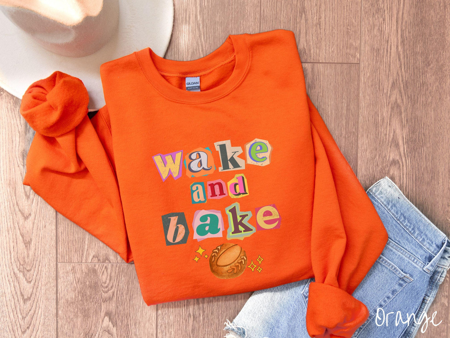 The Wake and Bake Sourdough Scrapbook Letters Sweatshirt, Baked Goods Sweater, Foodie Gift, Pun Shirt, Sourdough Starter, Magazine Cutout
