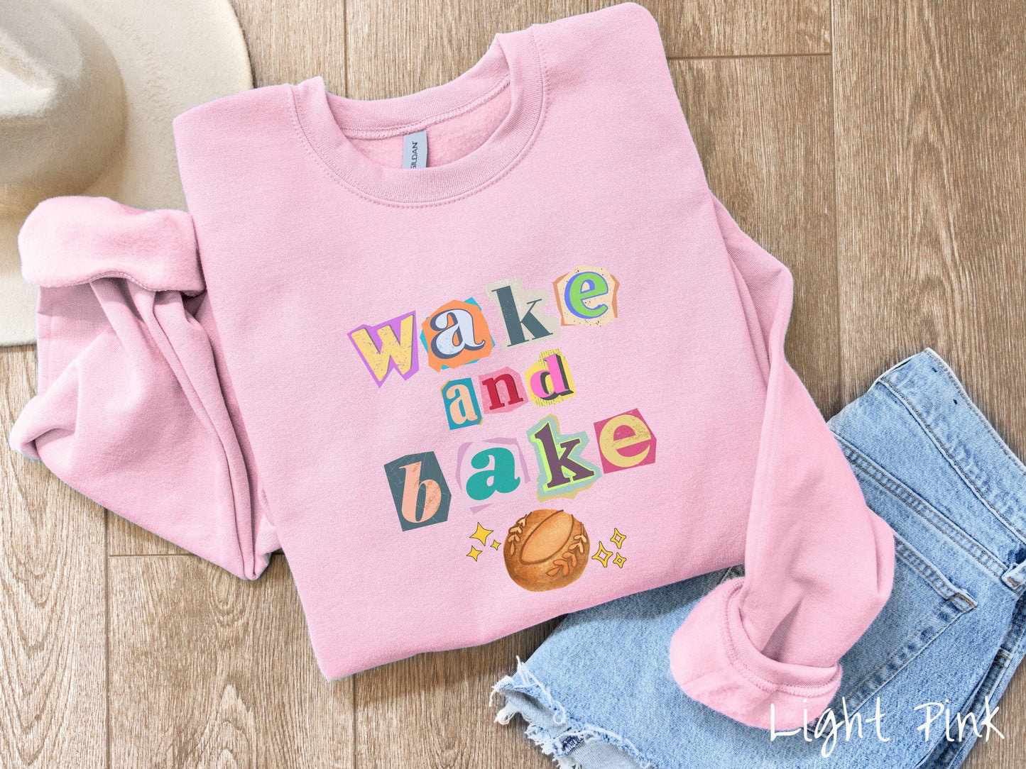 The Wake and Bake Sourdough Scrapbook Letters Sweatshirt, Baked Goods Sweater, Foodie Gift, Pun Shirt, Sourdough Starter, Magazine Cutout
