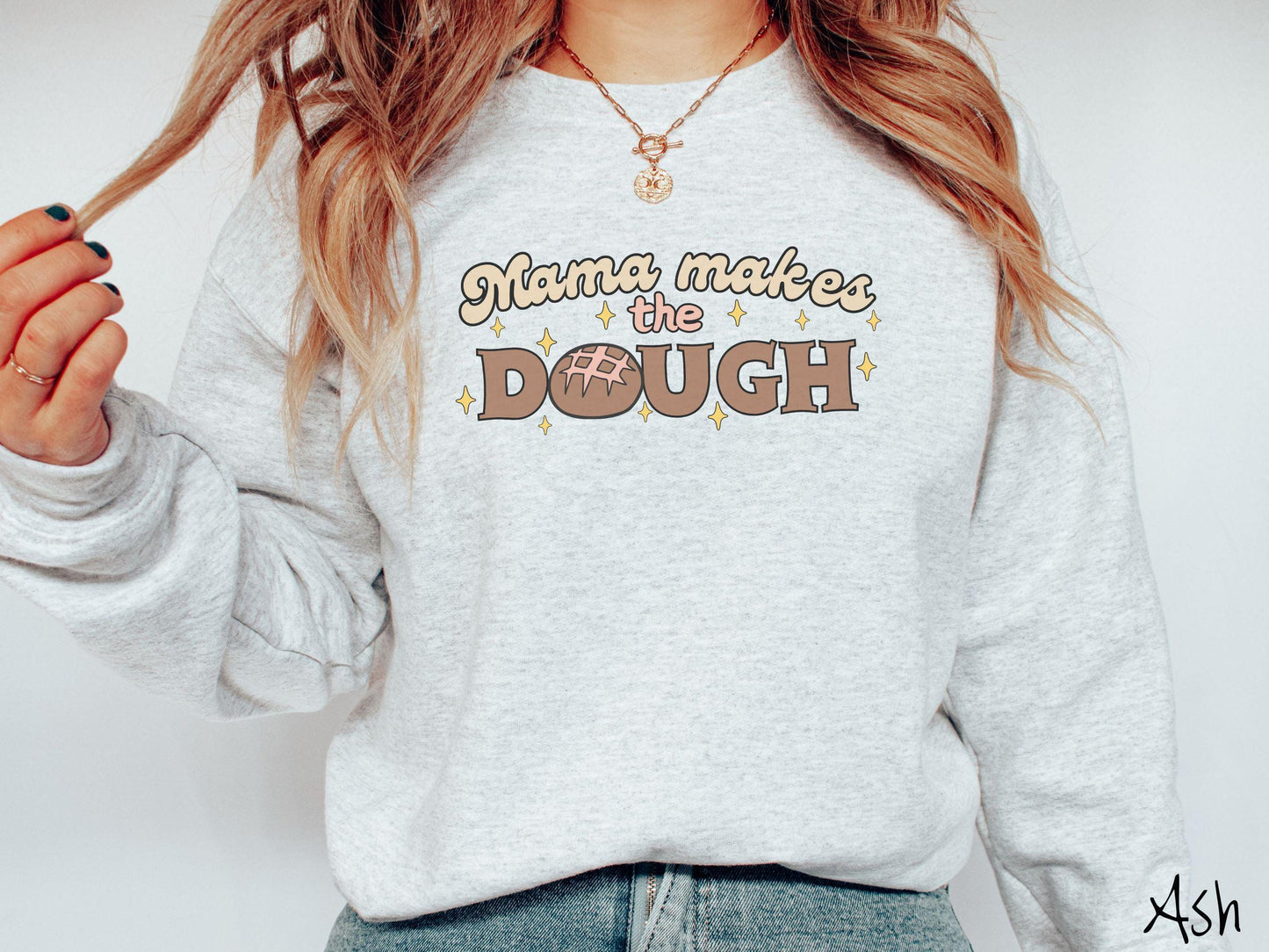 The Retro Mama Makes The Dough Sweatshirt, Baked Goods Sweater, Foodie Gift, Pun Shirt, Sourdough Starter, Sourdough Mom Pun
