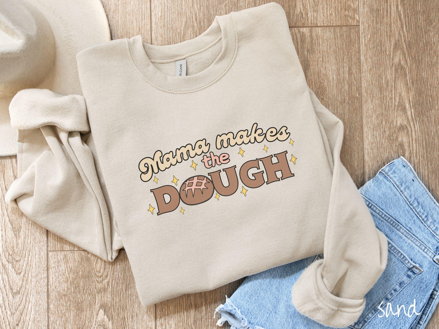 The Retro Mama Makes The Dough Sweatshirt, Baked Goods Sweater, Foodie Gift, Pun Shirt, Sourdough Starter, Sourdough Mom Pun