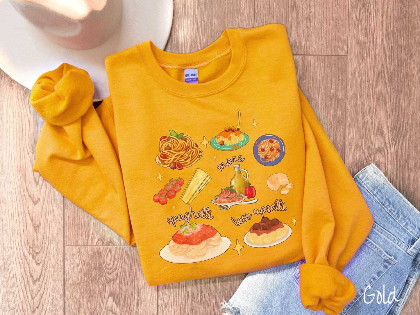 The More Spaghetti Less Upsetti Food Grid Sweatshirt, Carbohydrates Sweater, Italian Food Shirt, Funny Pasta Pun Sweatshirt, Foodie Gift