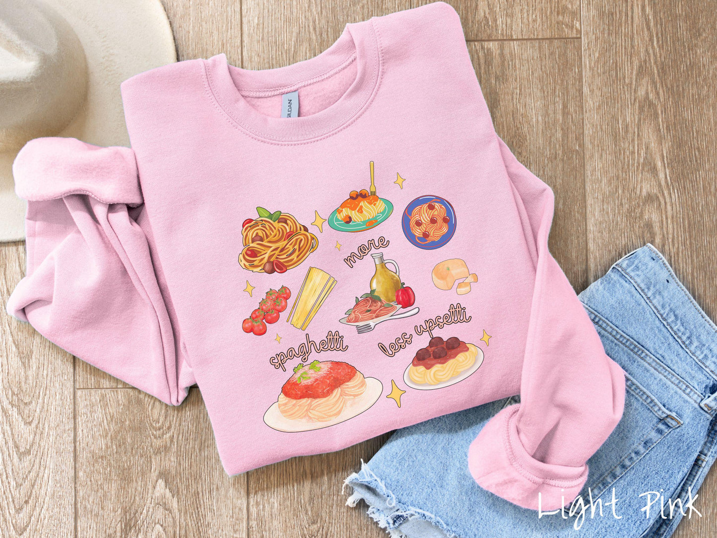The More Spaghetti Less Upsetti Food Grid Sweatshirt, Carbohydrates Sweater, Italian Food Shirt, Funny Pasta Pun Sweatshirt, Foodie Gift