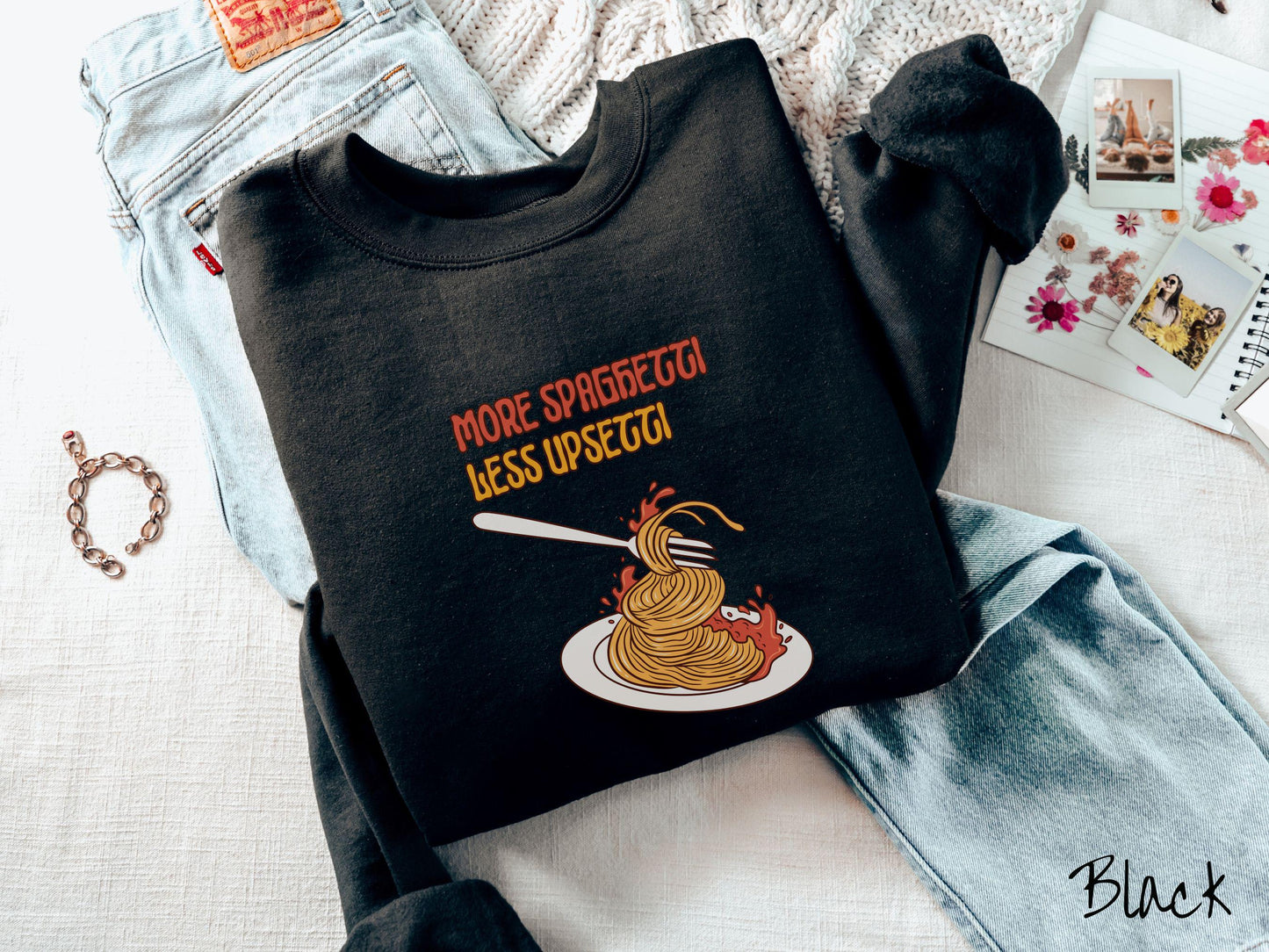 The Retro More Spaghetti Less Upsetti Sweatshirt, Carbohydrates Sweater, Italian Food Shirt, Funny Pasta Pun Sweatshirt, Foodie Gift