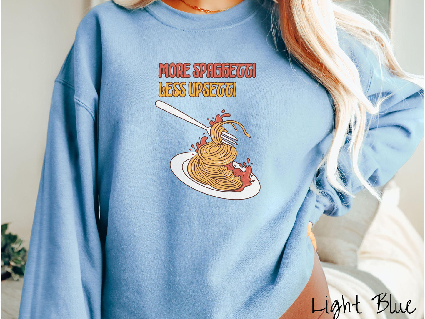 The Retro More Spaghetti Less Upsetti Sweatshirt, Carbohydrates Sweater, Italian Food Shirt, Funny Pasta Pun Sweatshirt, Foodie Gift