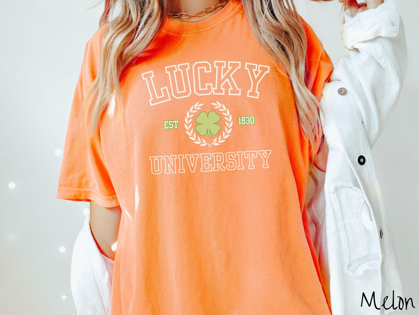 The Lucky University Varsity Comfort Colors Shirt, St Patrick's Day College Tee, Vintage Varsity St Patty's Day Tshirt, Varsity Letter Lucky
